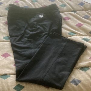 Size 12 Quacker Factory black French Terry boot cut jeans; 5 pockets